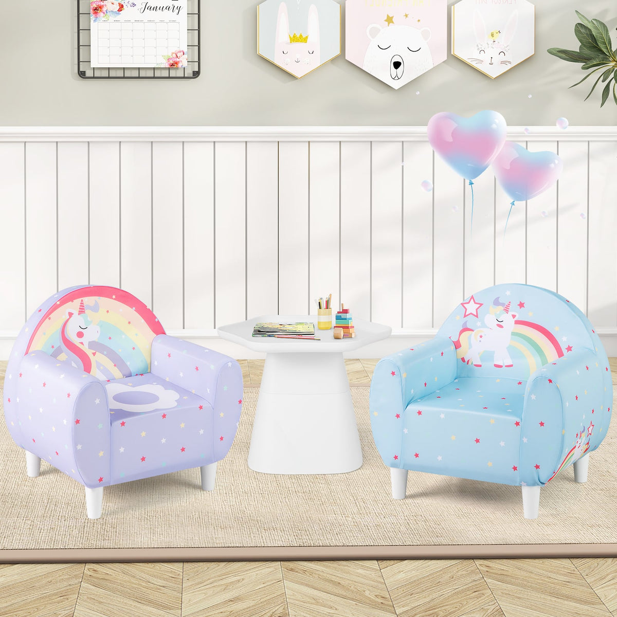 Kids Sofa with Breathable Spandex Fabric and High-density Sponge Filling for Boys and Girls-Purple-Kids Chairs-DECOROLALA