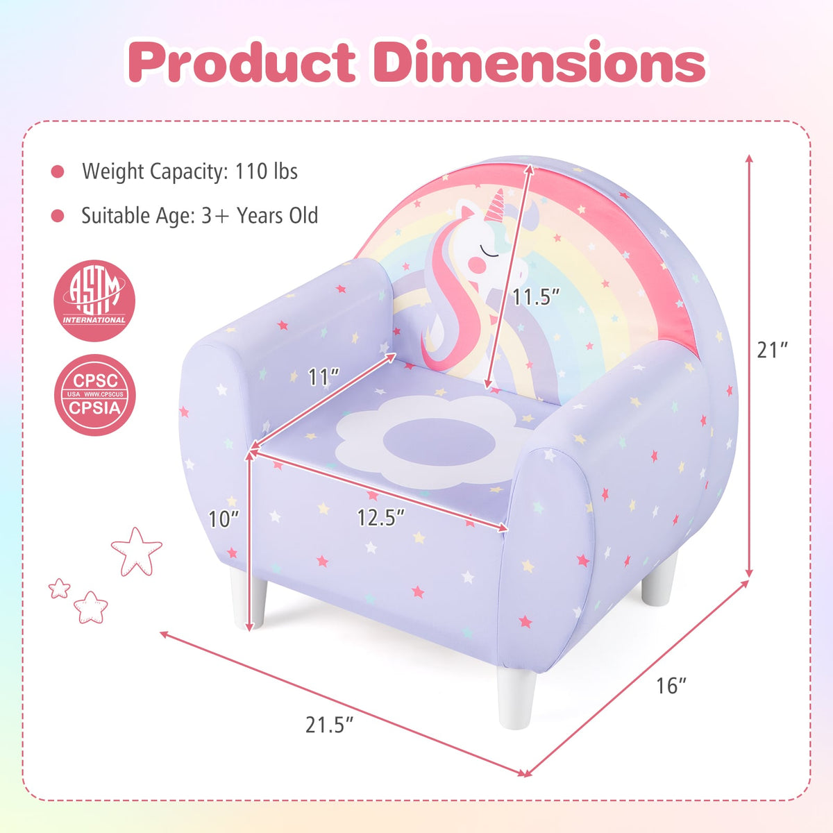 Kids Sofa with Breathable Spandex Fabric and High-density Sponge Filling for Boys and Girls-Purple-Kids Chairs-DECOROLALA