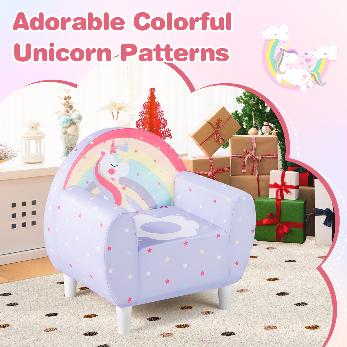 Kids Sofa with Breathable Spandex Fabric and High-density Sponge Filling for Boys and Girls-Purple-Kids Chairs-DECOROLALA