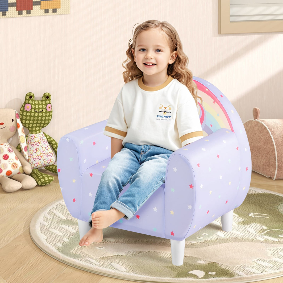 Kids Sofa with Breathable Spandex Fabric and High-density Sponge Filling for Boys and Girls-Purple-Kids Chairs-DECOROLALA