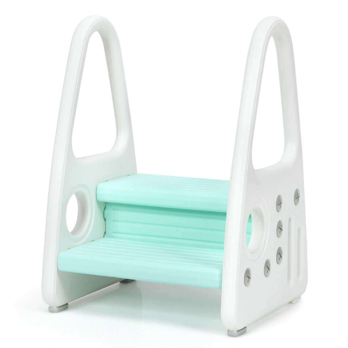 Kids Step Stool Learning Helper with Armrest for Kitchen Toilet Potty Training-Blue-Toddler & Kids Furniture-DECOROLALA