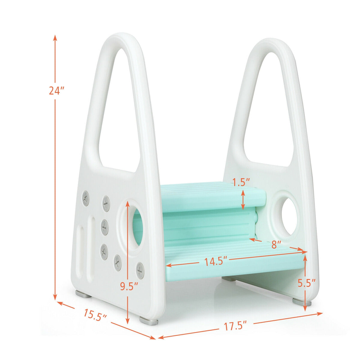 Kids Step Stool Learning Helper with Armrest for Kitchen Toilet Potty Training-Blue-Toddler & Kids Furniture-DECOROLALA