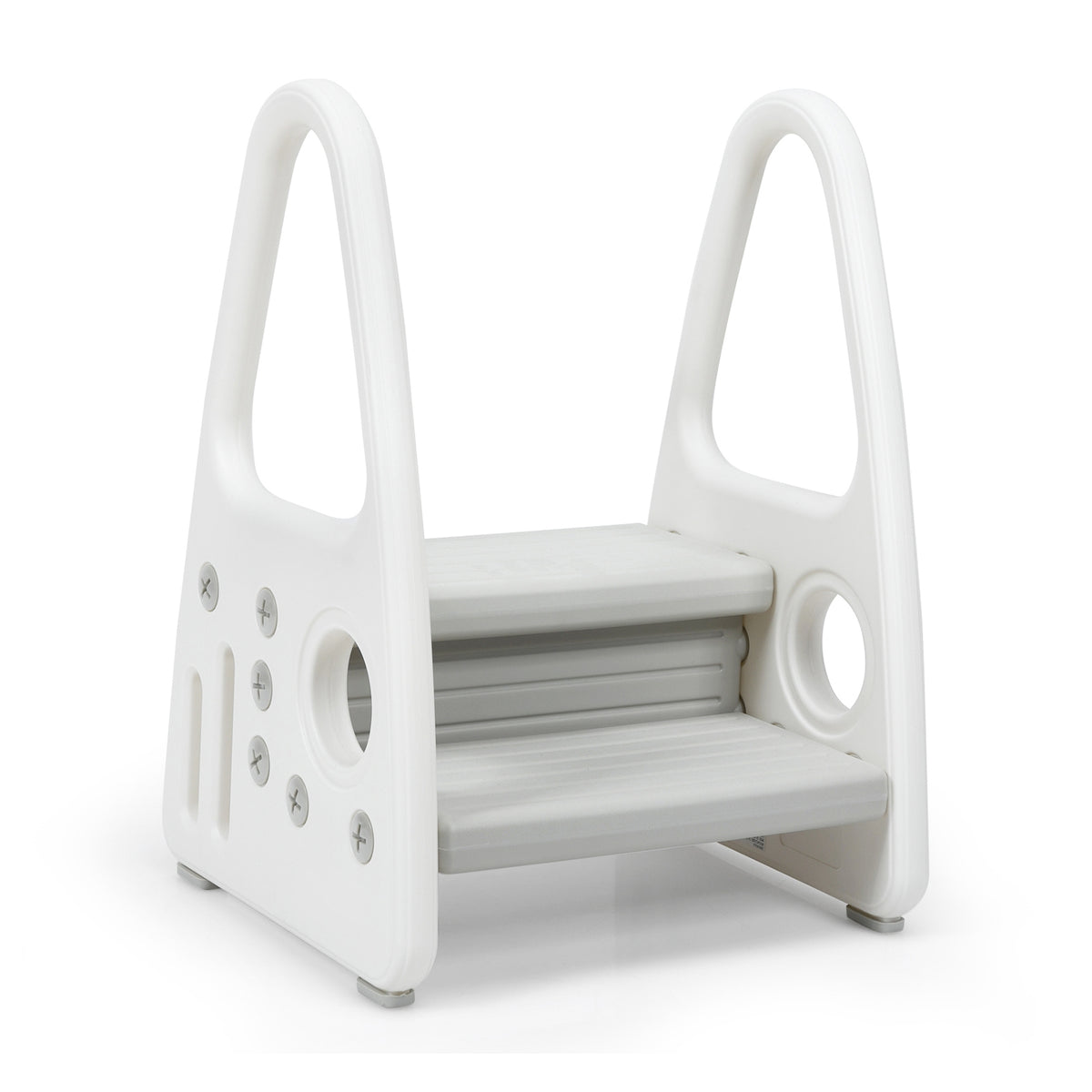Kids Step Stool Learning Helper with Armrest for Kitchen Toilet Potty Training-Gray-Toddler & Kids Furniture-DECOROLALA