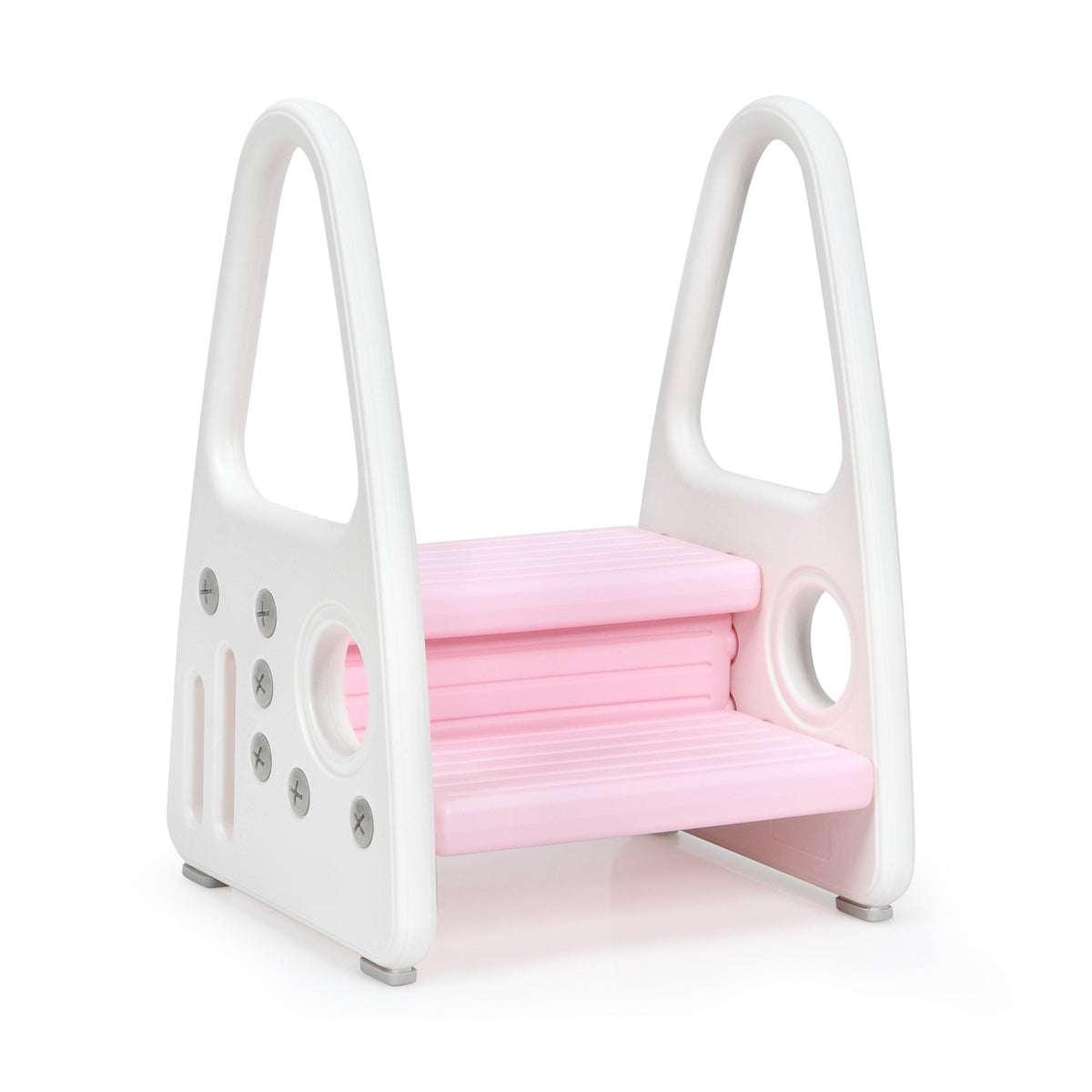 Kids Step Stool Learning Helper with Armrest for Kitchen Toilet Potty Training-Pink-Toddler & Kids Furniture-DECOROLALA