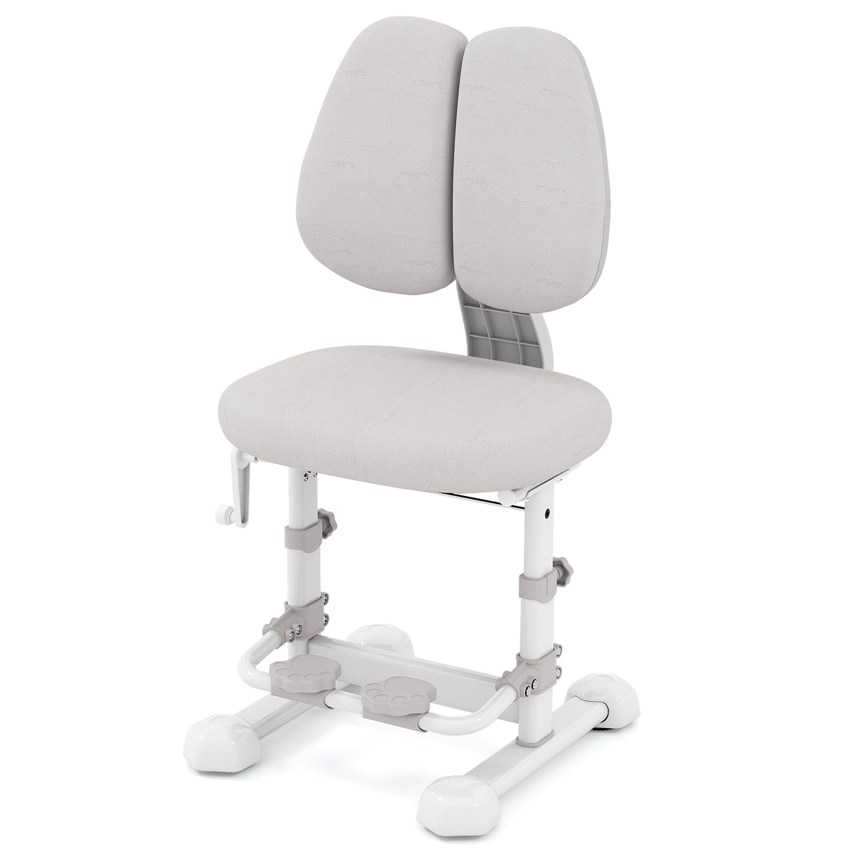 Kids Study Chair with Adjustable Double Backrest and Footrest-Gray-Kids Chairs-DECOROLALA