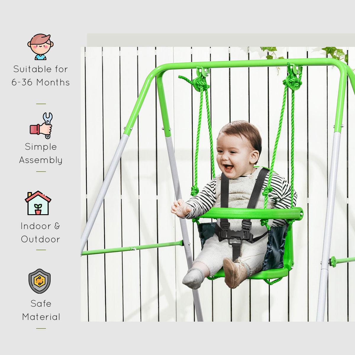 Swing for Infants/Toddlers with Safety Harness for 6-36 Months-Toys & Games > Kids Outdoor Play > Gym Sets & Swings-DECOROLALA