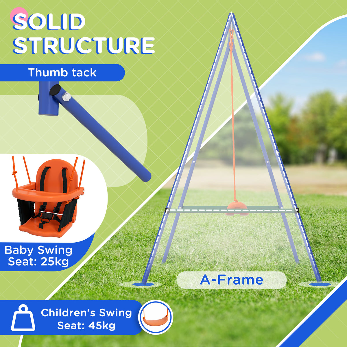 Kid Swing Set with Safety Harness for Baby, Kids 6 Months+, Heavy Duty Swing Set for Indoor/Outdoor, Backyard, Orange-Toys & Games > Kids Outdoor Play > Gym Sets & Swings-DECOROLALA