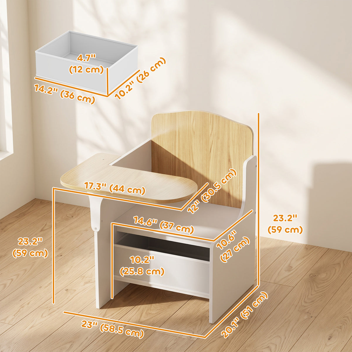 Aosom Kids Table and Chair Set with Storage - White-Toys & Games > Toddler & Kids Furniture > Kids Table Sets-DECOROLALA