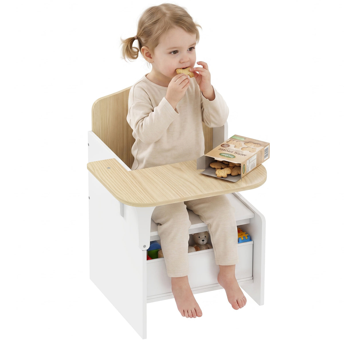 Aosom Kids Table and Chair Set with Storage - White-Toys & Games > Toddler & Kids Furniture > Kids Table Sets-DECOROLALA