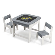 Kid's Table and Chairs Set with Double-sized Tabletop-Gray-Kids Tables & Chair Sets-DECOROLALA