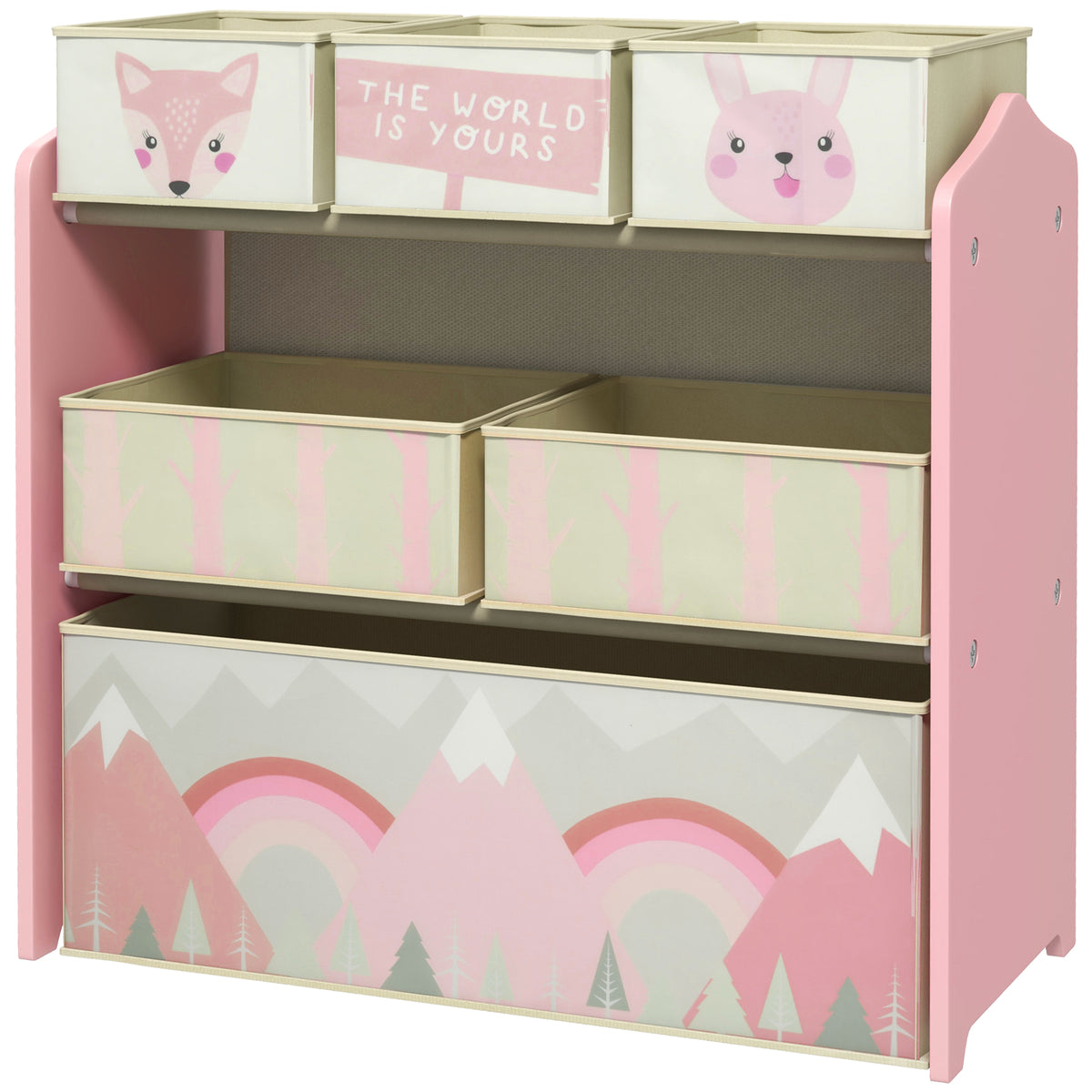 Kids Toy Organizer with 6 Storage Bins - 25" x 12" x 26"-Toys & Games > Toddler & Kids Furniture > Baby & Kids Storage-DECOROLALA