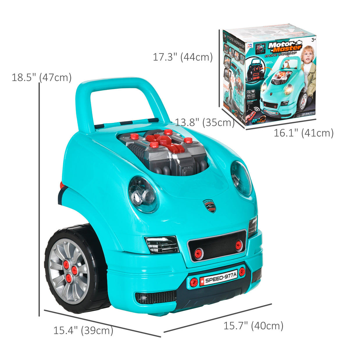 Mechanic Kids Truck Engine Toy Set, Car Service Play Set, Teal-Toys & Games > Baby & Toddler Toys > Toy Playsets > Workbench Toy Sets-DECOROLALA