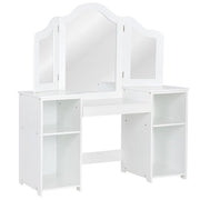 Kids Tri Folding Mirror Makeup Dressing Vanity Table Set-White-Kids Vanities-DECOROLALA