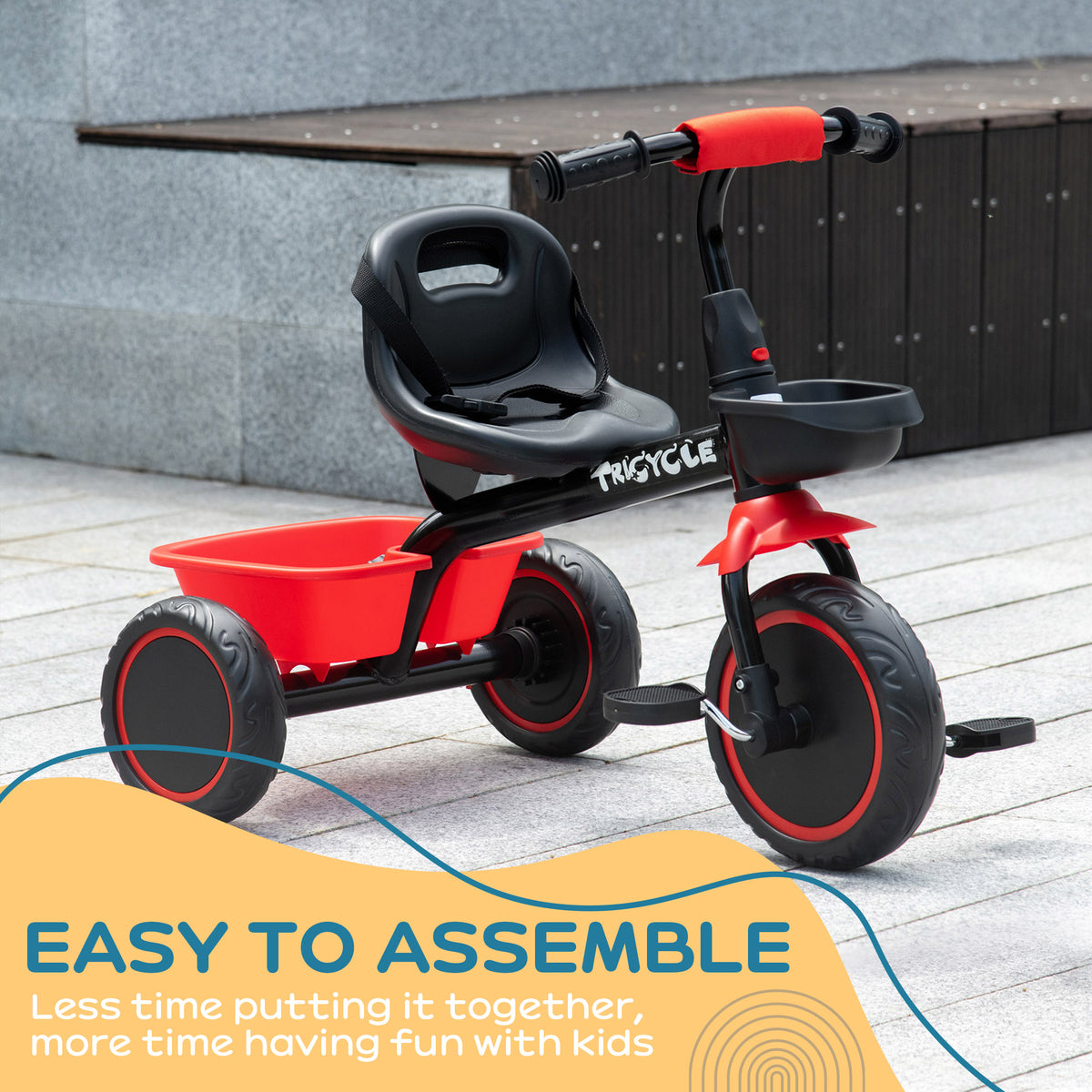 Tricycle for 2-5 Years Old, Toddler Bike with Adjustable Seat-Toys & Games > Baby & Toddler Toys > Riding & Rocking Toys > Tricycles for Kids-DECOROLALA
