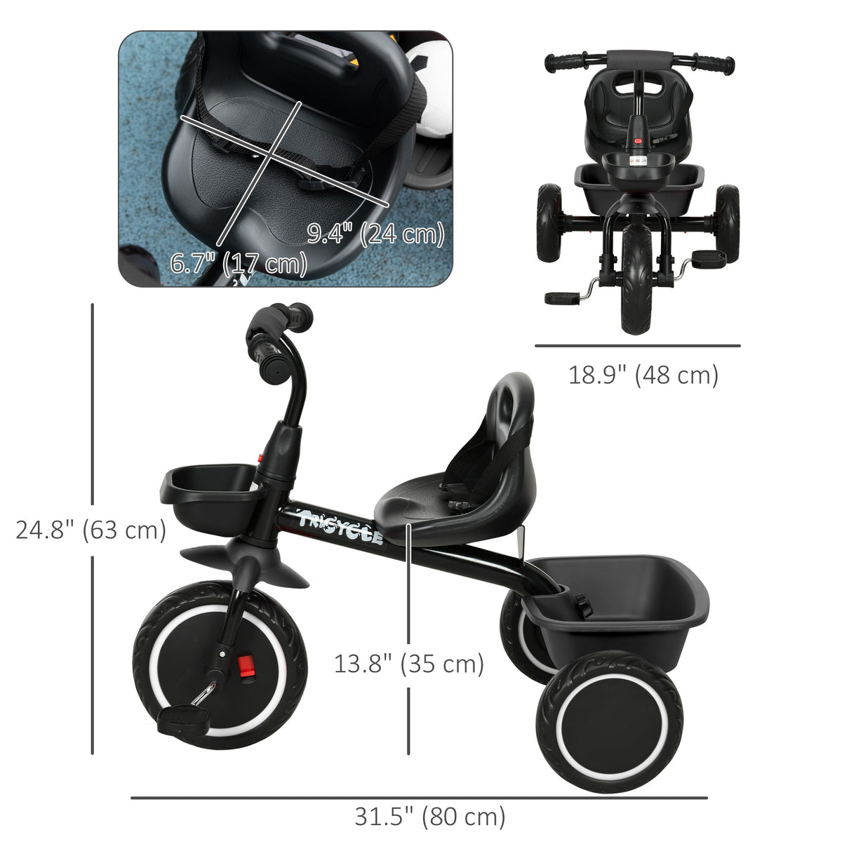 Tricycle for 2-5 Years Old, Toddler Bike with Adjustable Seat-Toys & Games > Baby & Toddler Toys > Riding & Rocking Toys > Tricycles for Kids-DECOROLALA