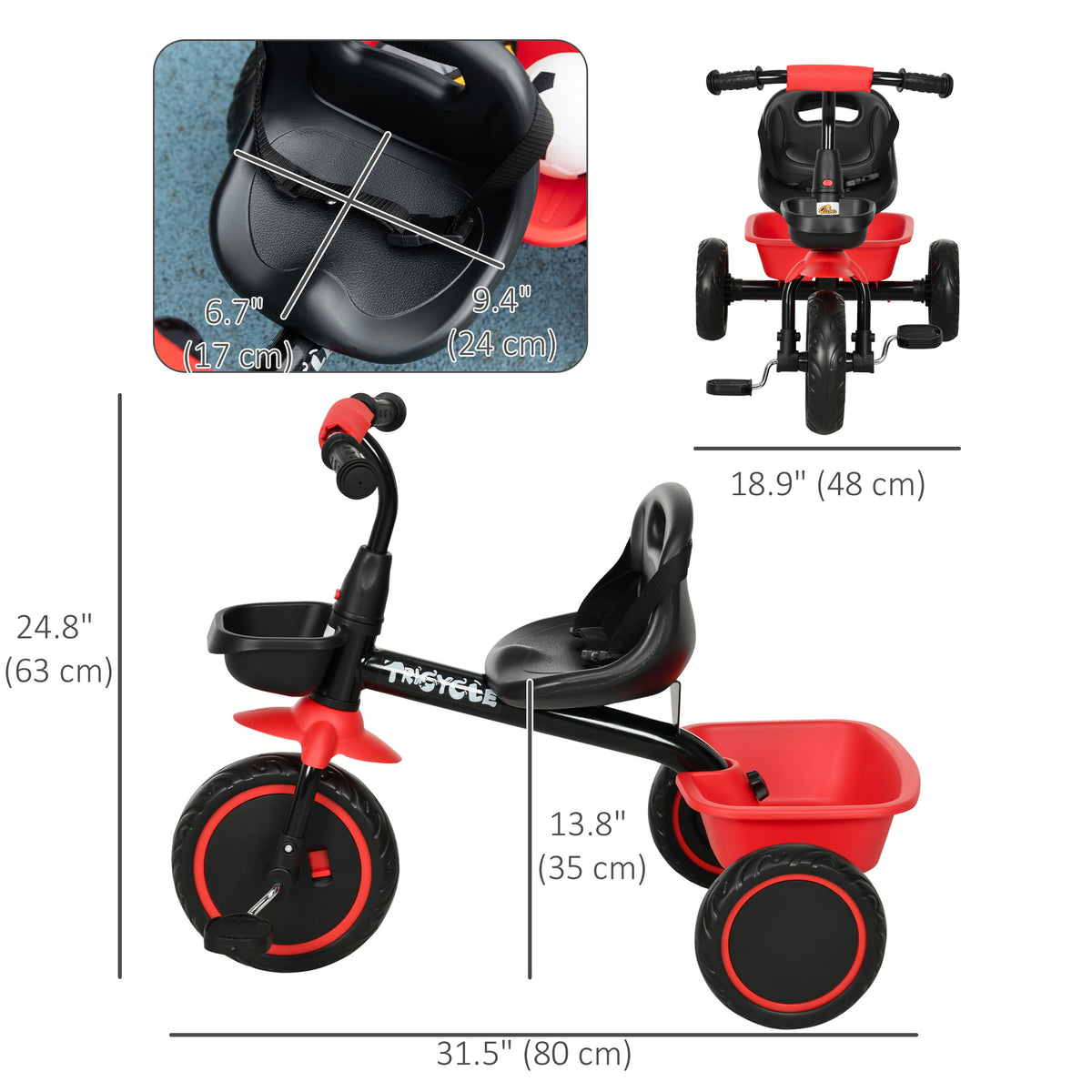 Tricycle for 2-5 Years Old, Toddler Bike with Adjustable Seat-Toys & Games > Baby & Toddler Toys > Riding & Rocking Toys > Tricycles for Kids-DECOROLALA