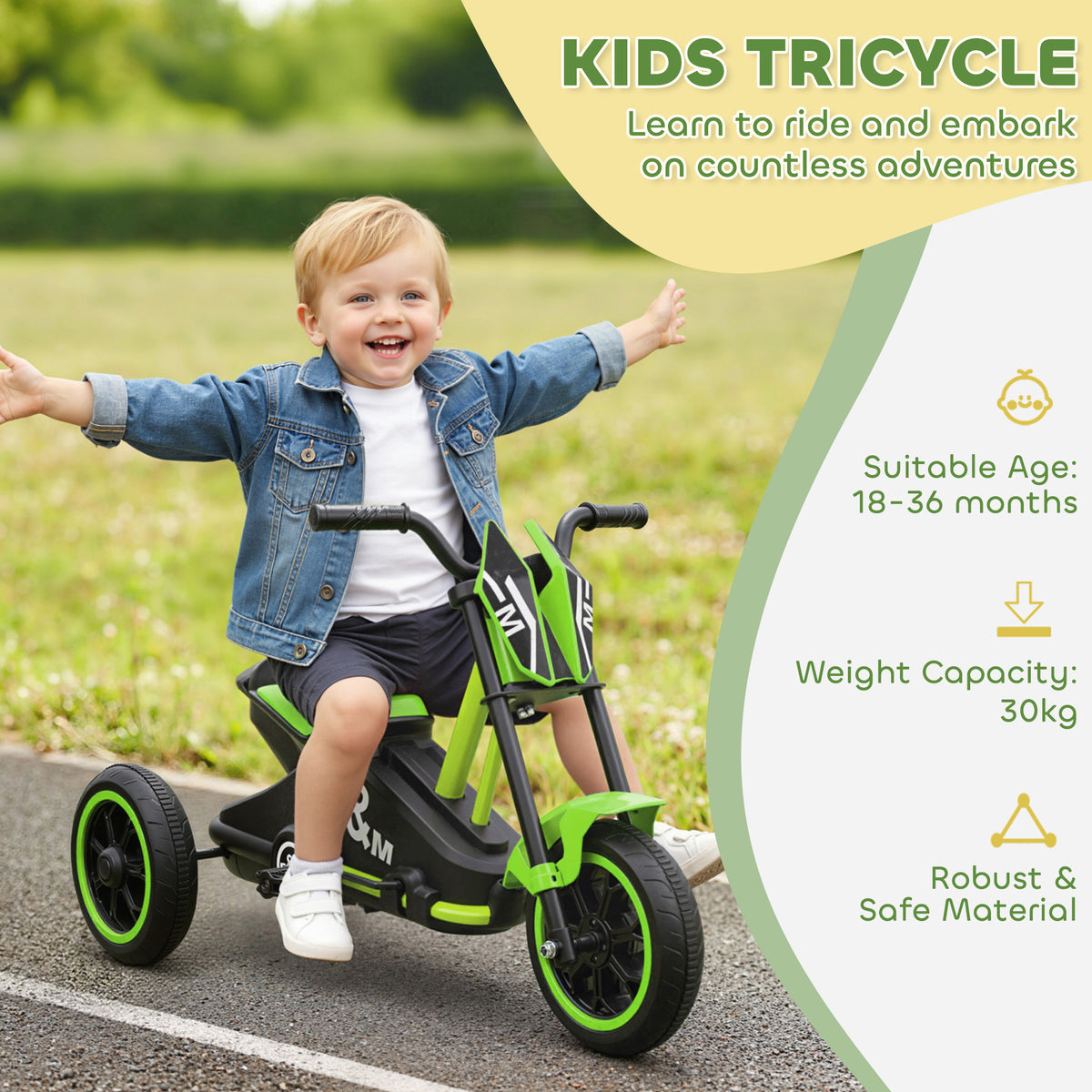 Kids Tricycle, Toddler Trike with Pedal for Indoor Outdoor Use, 3 Wheel Trike for Ages 18 to 36 Months Boys Girls-Toys & Games > Baby & Toddler Toys > Riding & Rocking Toys > Tricycles for Kids-DECOROLALA