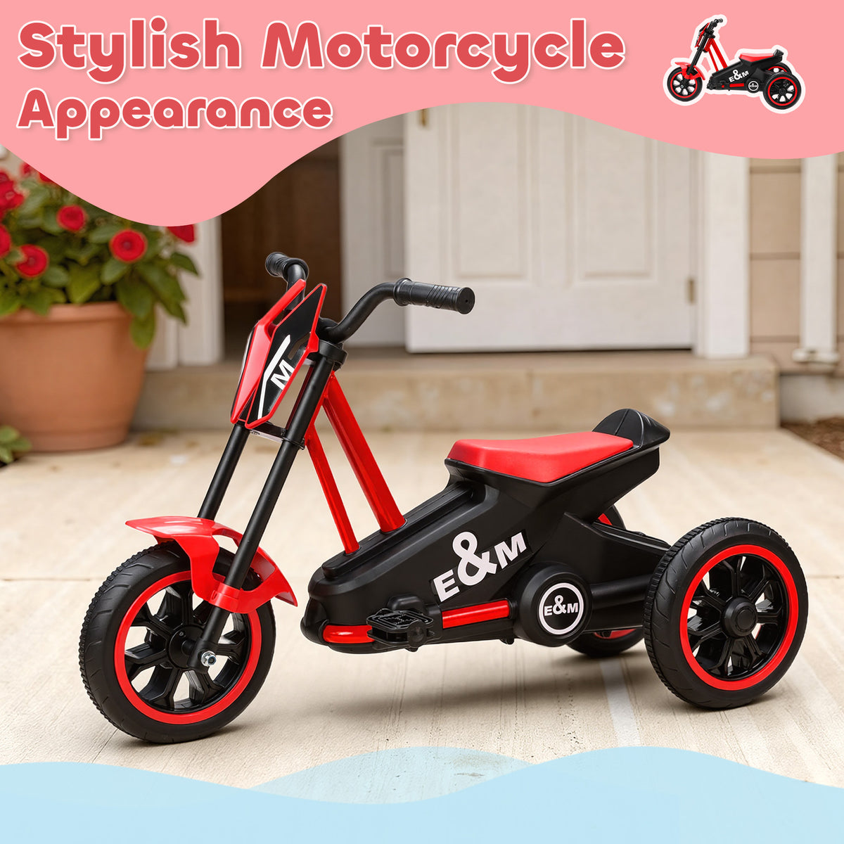 Kids Tricycle, Toddler Trike with Pedal for Indoor Outdoor Use, 3 Wheel Trike for Ages 18 to 36 Months Boys Girls-Toys & Games > Baby & Toddler Toys > Riding & Rocking Toys > Tricycles for Kids-DECOROLALA