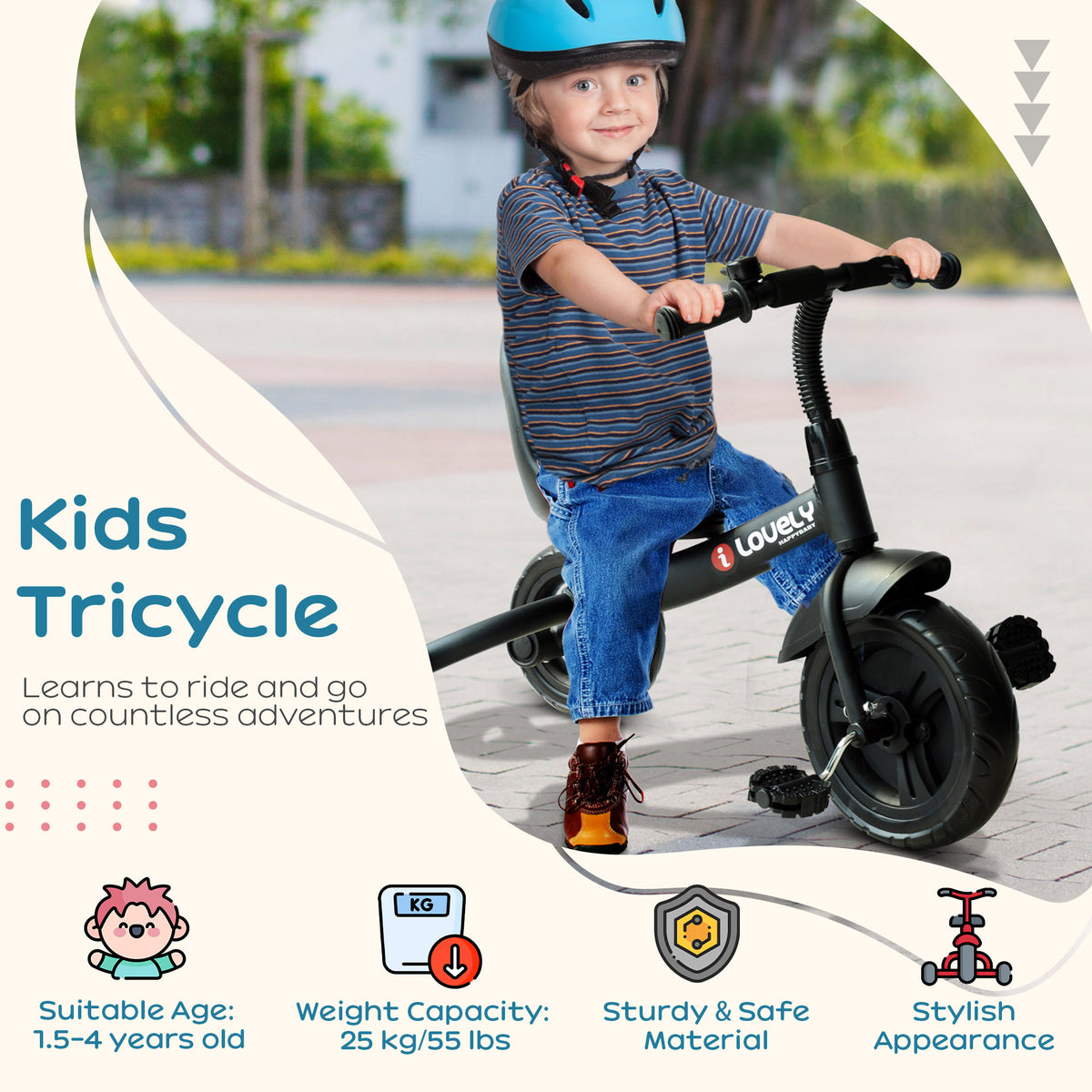 Kids Tricycle for Children Ages 18+ Months, Indoor Outdoor Toddler Trike for Boy and Girl Birthday-Toys & Games > Baby & Toddler Toys > Riding & Rocking Toys > Tricycles for Kids-DECOROLALA