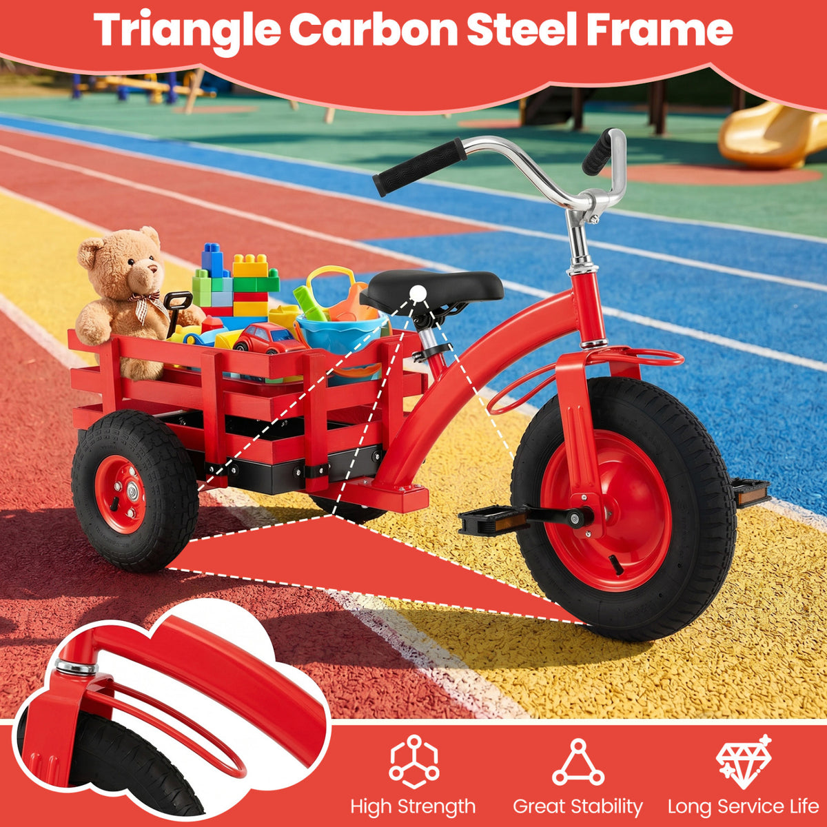 Kids Tricycle with 15 Inch Inflatable Rubber Tires