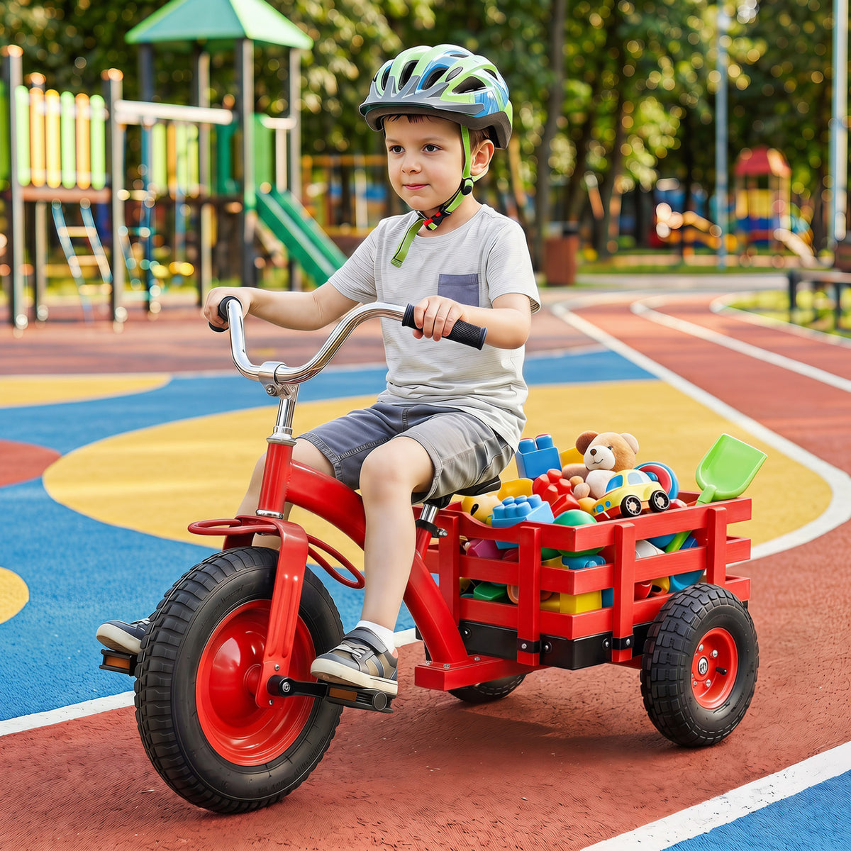 Kids Tricycle with 15 Inch Inflatable Rubber Tires