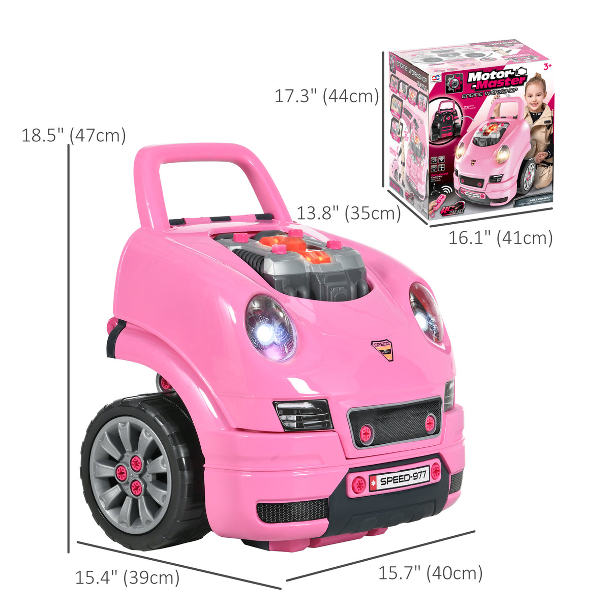 Mechanic Kids Truck Engine Toy Set, Car Service Play Set, Pink-Toys & Games > Baby & Toddler Toys > Toy Playsets > Workbench Toy Sets-DECOROLALA