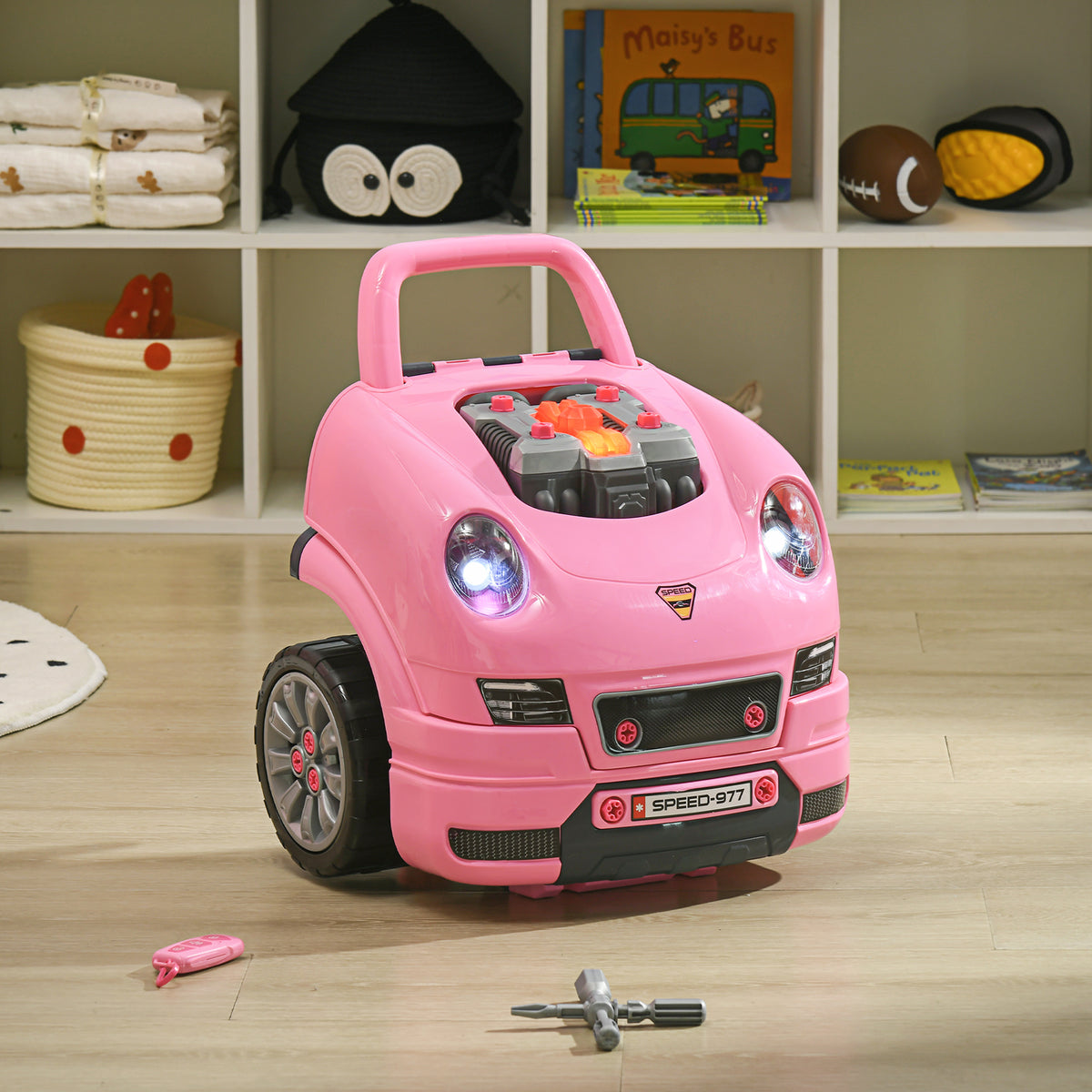Mechanic Kids Truck Engine Toy Set, Car Service Play Set, Pink-Toys & Games > Baby & Toddler Toys > Toy Playsets > Workbench Toy Sets-DECOROLALA