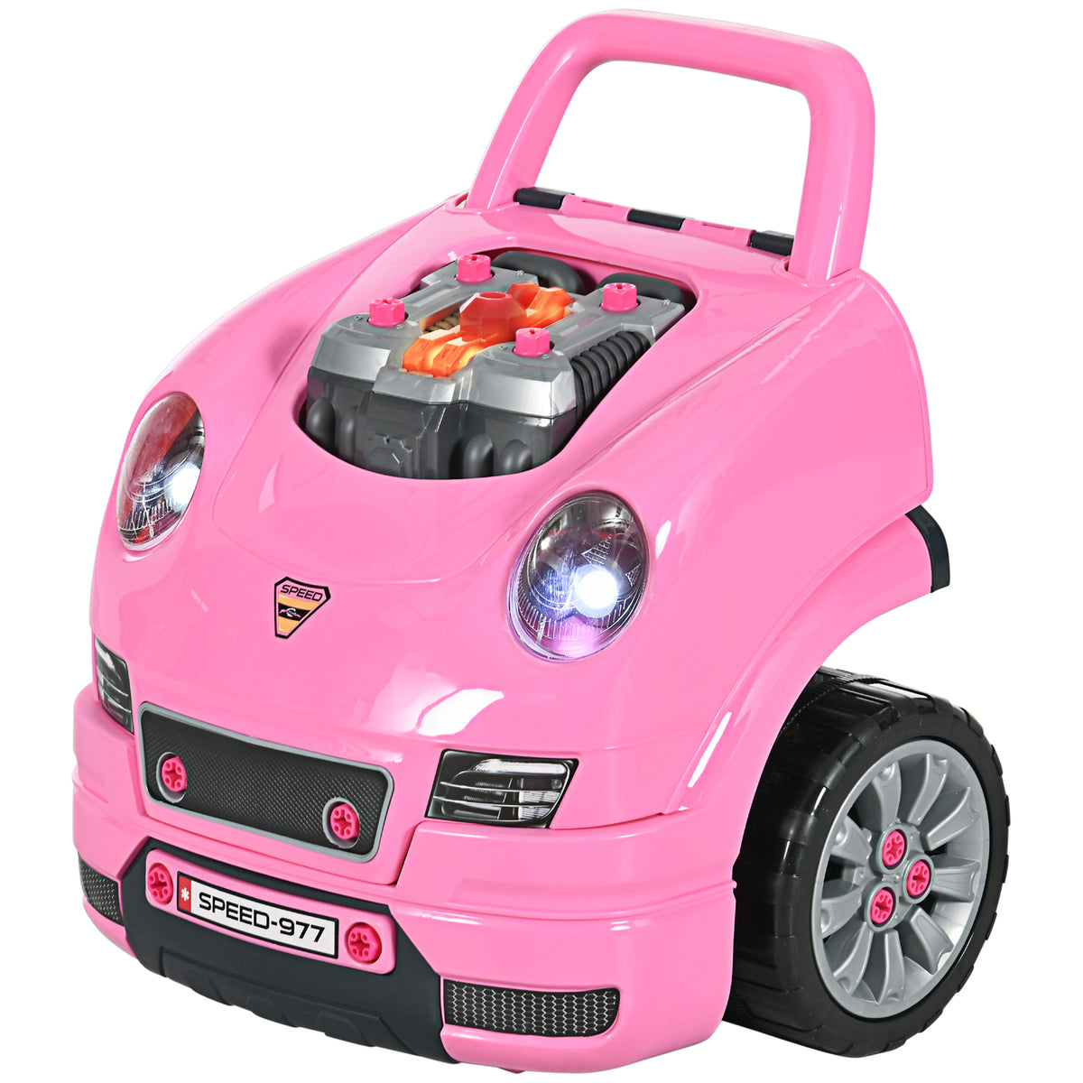 Mechanic Kids Truck Engine Toy Set, Car Service Play Set, Pink-Toys & Games > Baby & Toddler Toys > Toy Playsets > Workbench Toy Sets-DECOROLALA