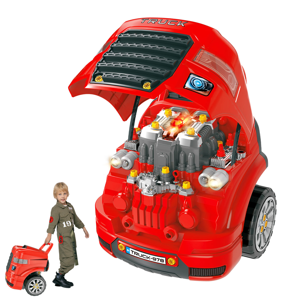 Smart Truck Engine Toy Set for Kids - Mini Car Service Station, Kids Tool Set Included, Suitable for 3-5 Years Old-Toys & Games > Baby & Toddler Toys > Toy Playsets > Workbench Toy Sets-DECOROLALA