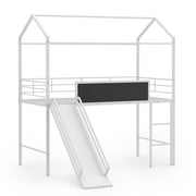 Kids Twin Size Loft Bed with Ladder and Slide for Bedroom-White-Toddler Beds-DECOROLALA