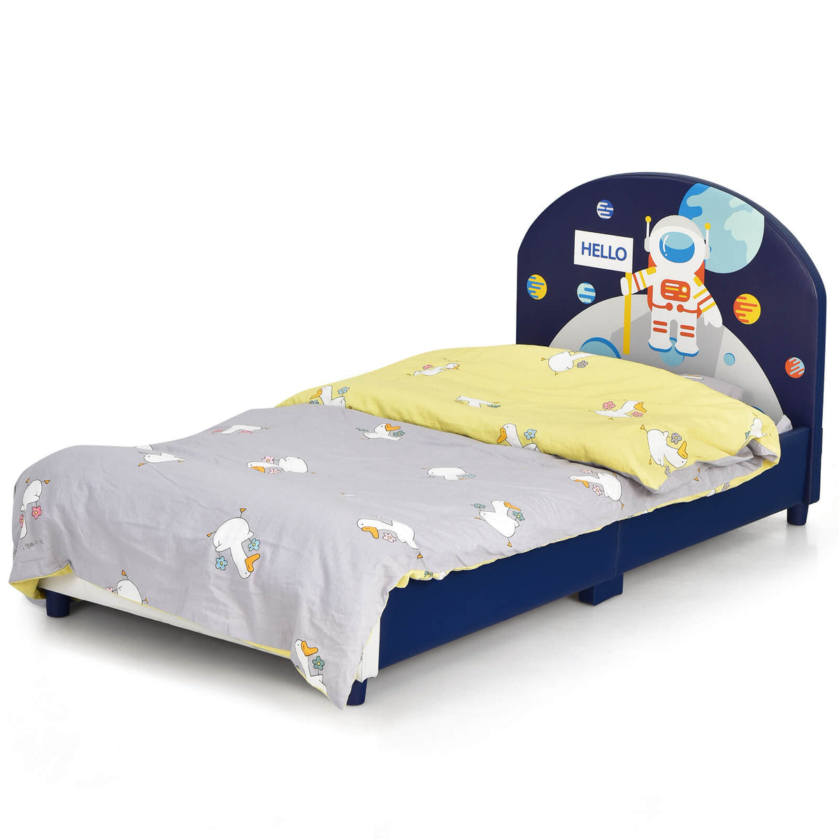 Kids Upholstered Platform Bed with Headboard and Footboard-Toddler Beds-DECOROLALA