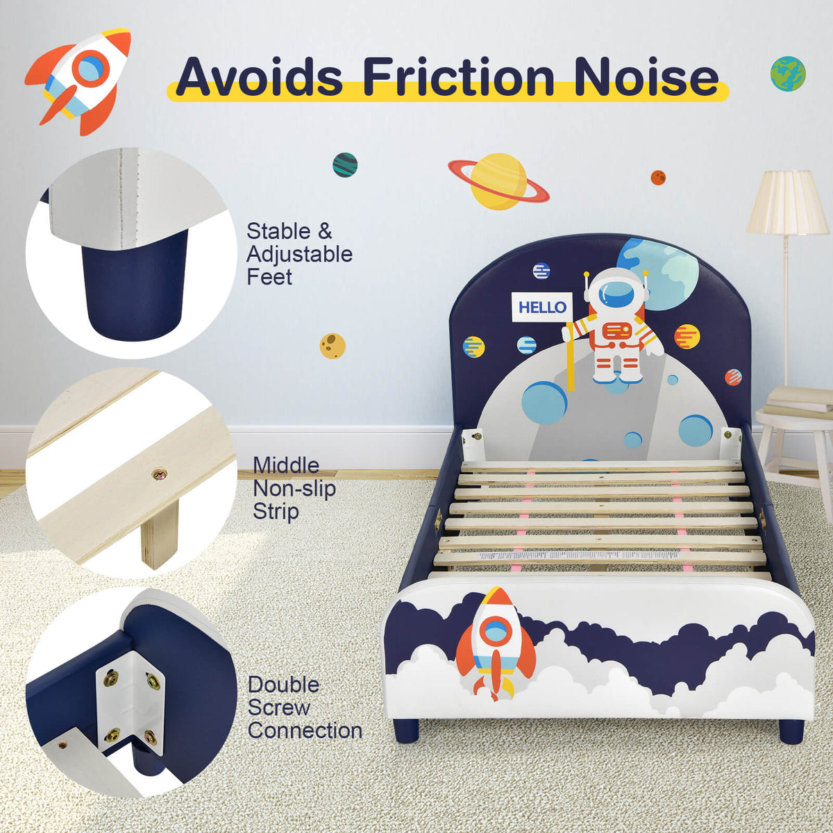 Kids Upholstered Platform Bed with Headboard and Footboard-Toddler Beds-DECOROLALA
