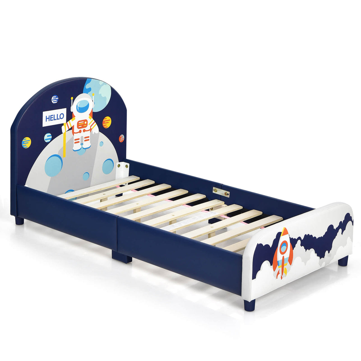 Kids Upholstered Platform Bed with Headboard and Footboard-Toddler Beds-DECOROLALA