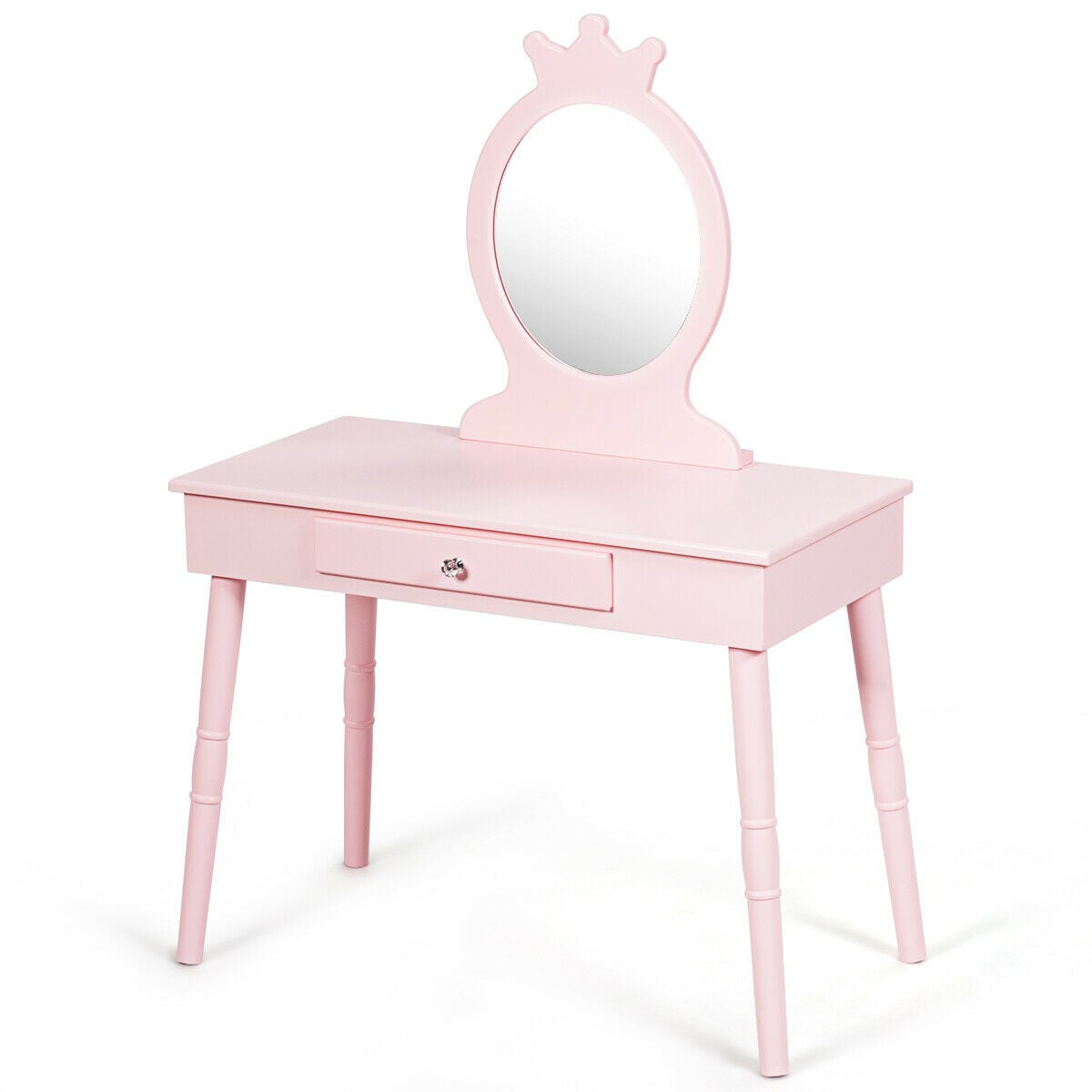 Kids Vanity Makeup Table and Chair Set Make Up Stool-Kids Vanities-DECOROLALA