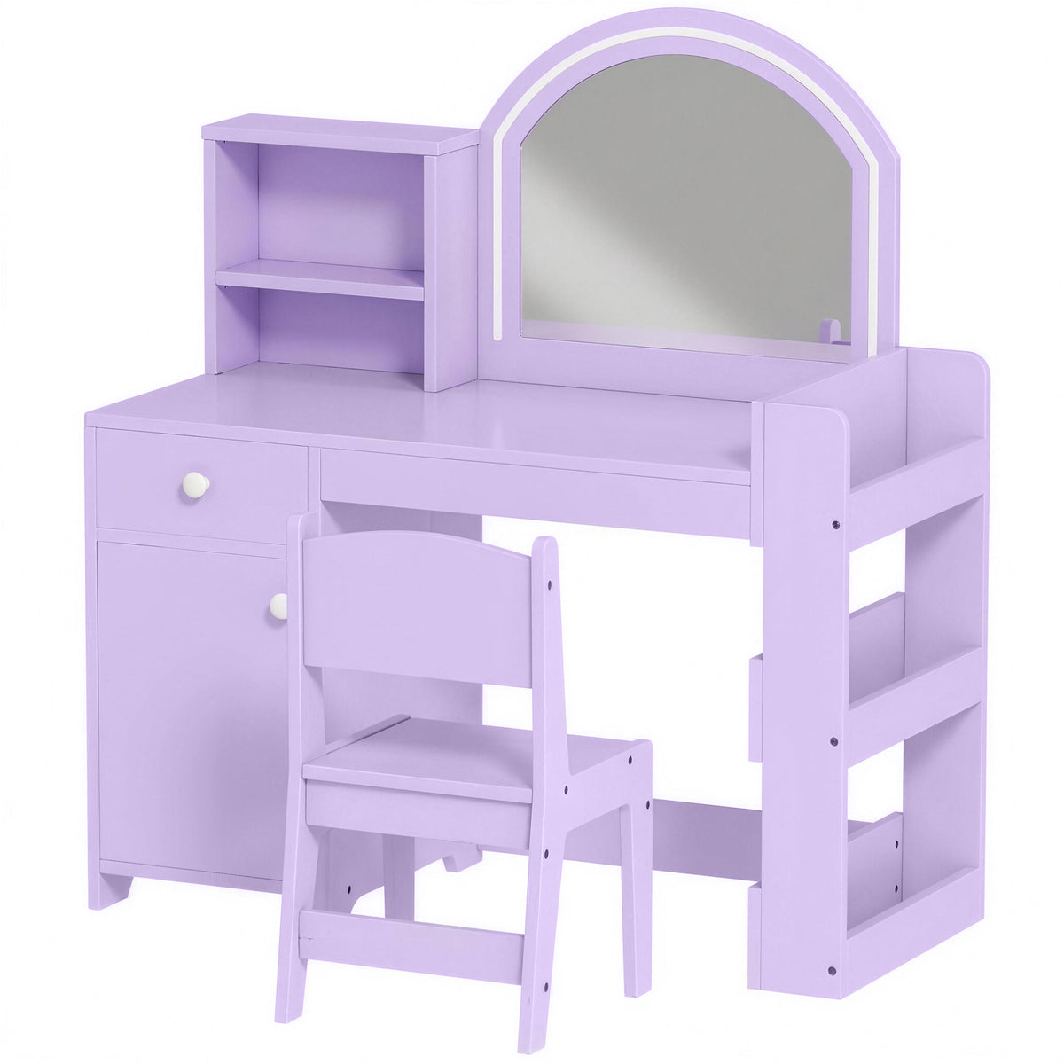 Kids Vanity Set with Lighted LED Mirror, Table and Chair-Toys & Games > Toddler & Kids Furniture > Kids Bedroom Furniture-DECOROLALA