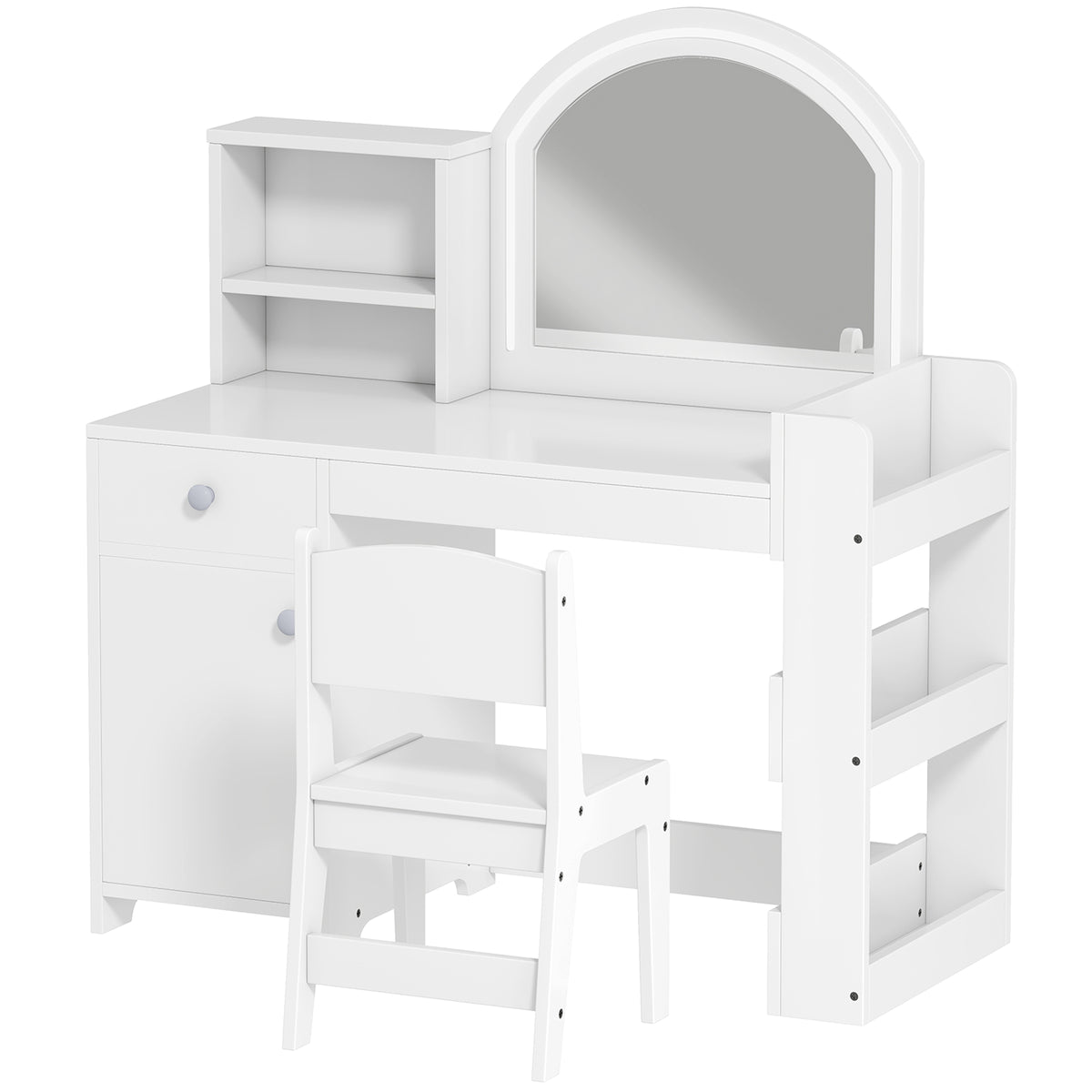 Kids Vanity Set with Lighted LED Mirror, Table and Chair-Toys & Games > Toddler & Kids Furniture > Kids Bedroom Furniture-DECOROLALA