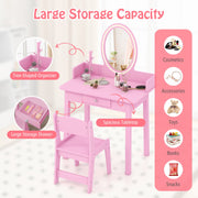 Kids Vanity Set with Lighted Mirror-Pink-Kids Vanities-DECOROLALA