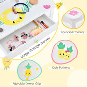 Kids Vanity Table Set with Tri-Folding Mirror and Large Drawer-White-Kids Vanities-DECOROLALA