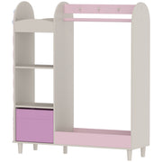 Kids Wardrobe Closet Organizer with Mirror and Lights - Pink-Toys & Games > Toddler & Kids Furniture > Kids Bedroom Furniture-DECOROLALA