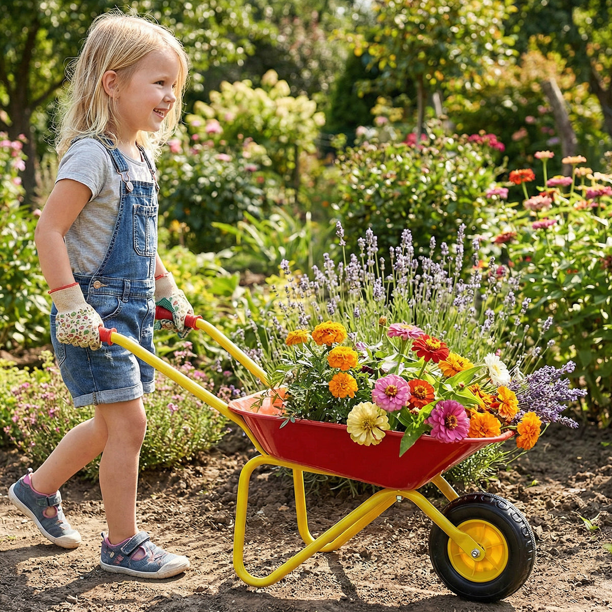 Brouette pour enfants avec roues tout-terrain-Rouge