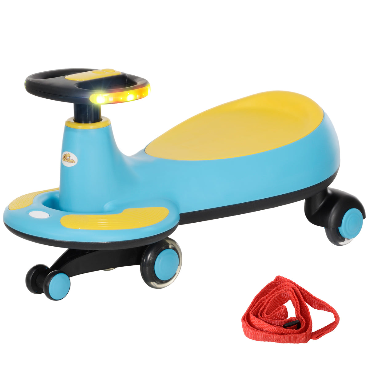 Kids Wiggle Car w/ Parent Traction Rope, Music, Light-Toys & Games > Baby & Toddler Toys > Riding & Rocking Toys-DECOROLALA