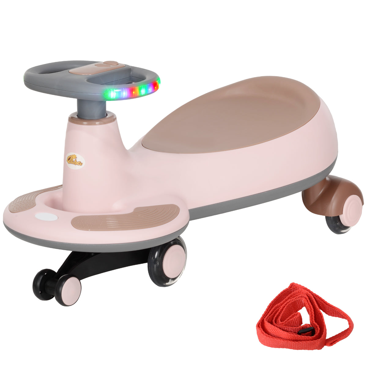 Kids Wiggle Car w/ Parent Traction Rope, Music, Light-Toys & Games > Baby & Toddler Toys > Riding & Rocking Toys-DECOROLALA