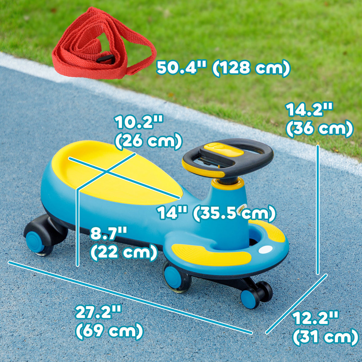 Kids Wiggle Car w/ Parent Traction Rope, Music, Light-Toys & Games > Baby & Toddler Toys > Riding & Rocking Toys-DECOROLALA
