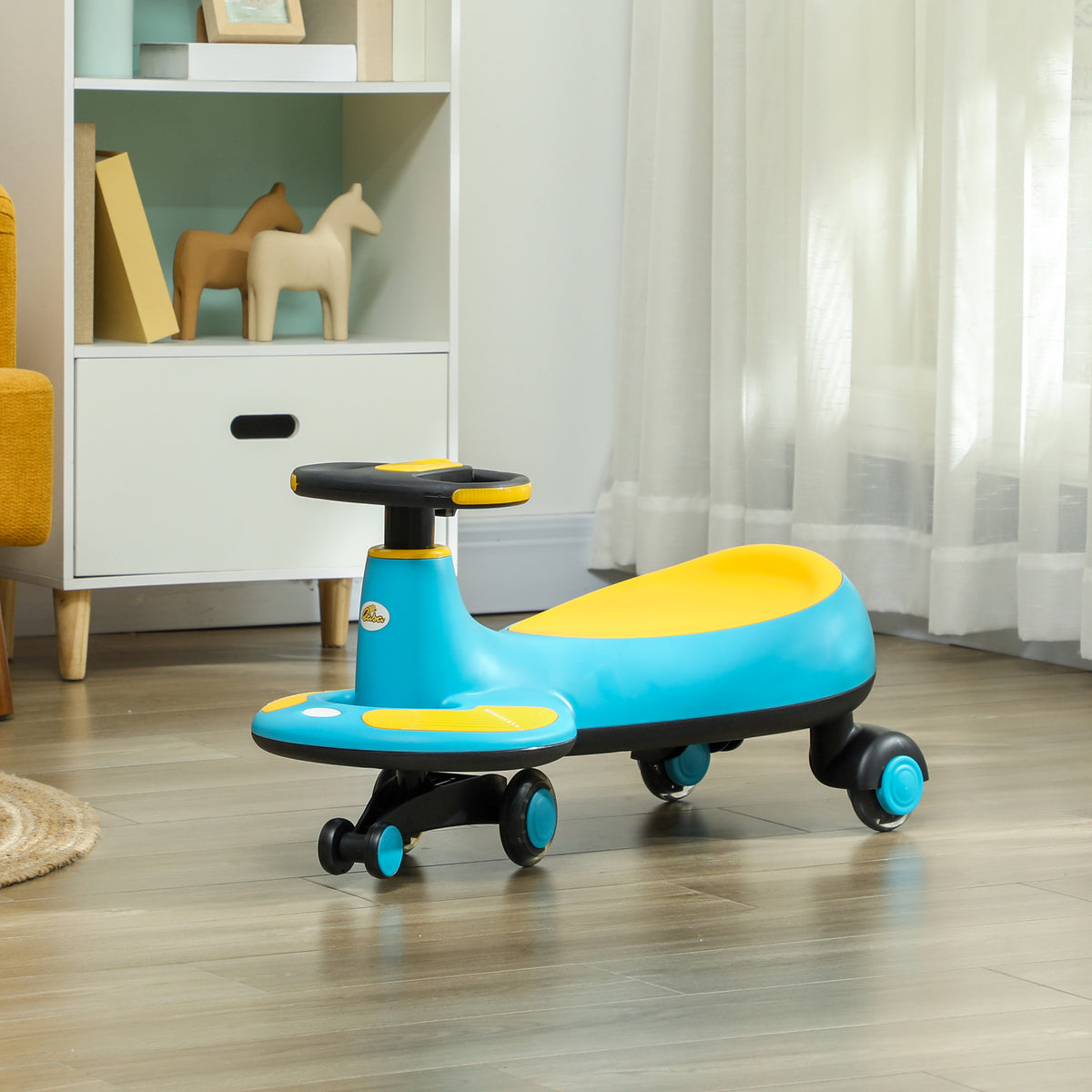 Kids Wiggle Car w/ Parent Traction Rope, Music, Light-Toys & Games > Baby & Toddler Toys > Riding & Rocking Toys-DECOROLALA