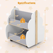 Kids Wooden Bookshelf with Universal Wheels-Gray-Kids Storage-DECOROLALA