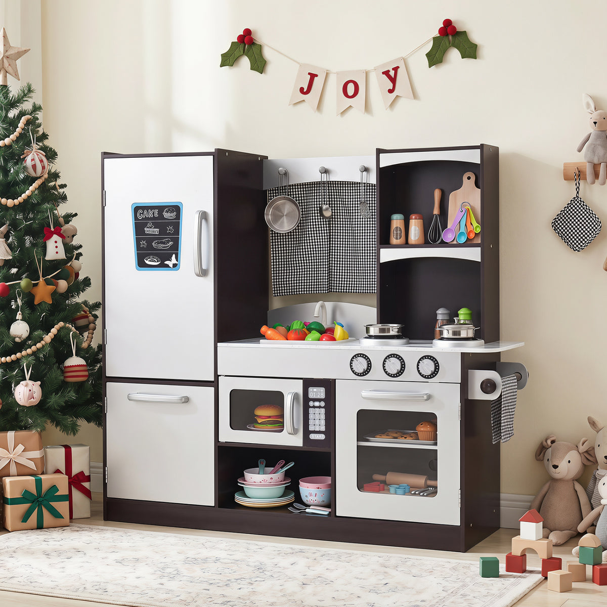 Kids Wooden Modern Kitchen Cooking Pretend Play Set