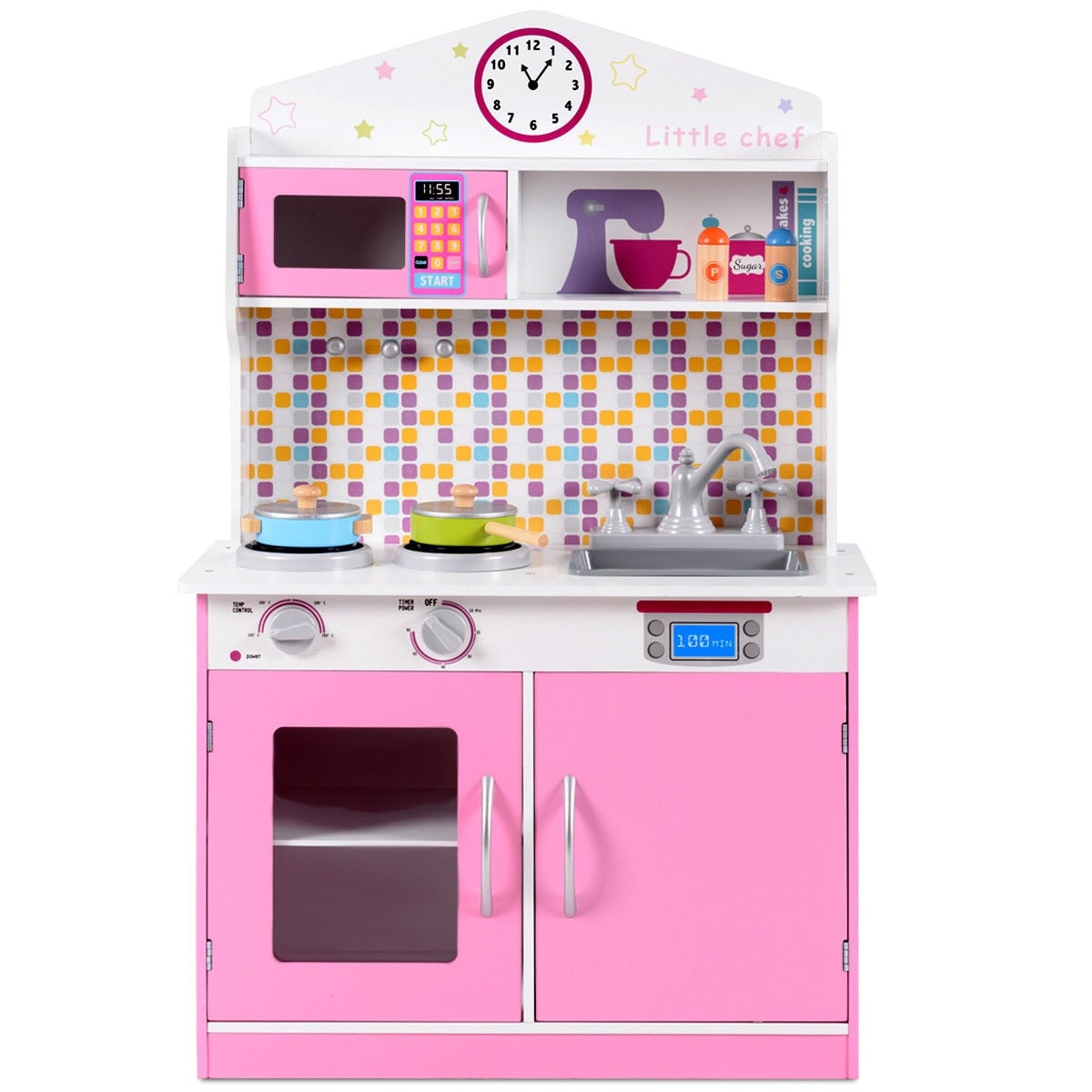 Kids Wooden Pretend Cooking Playset Cookware Play Set Kitchen Toys Toddler Gift