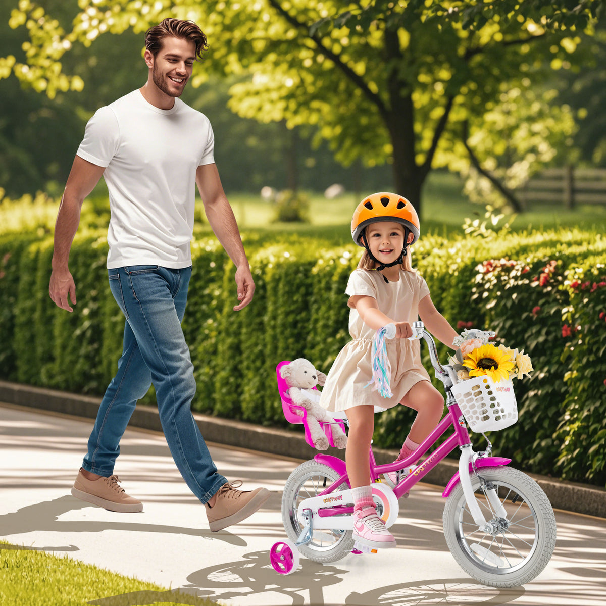 Kids Bike with Training Wheels and 2 Brake System for 3-4 Years Old