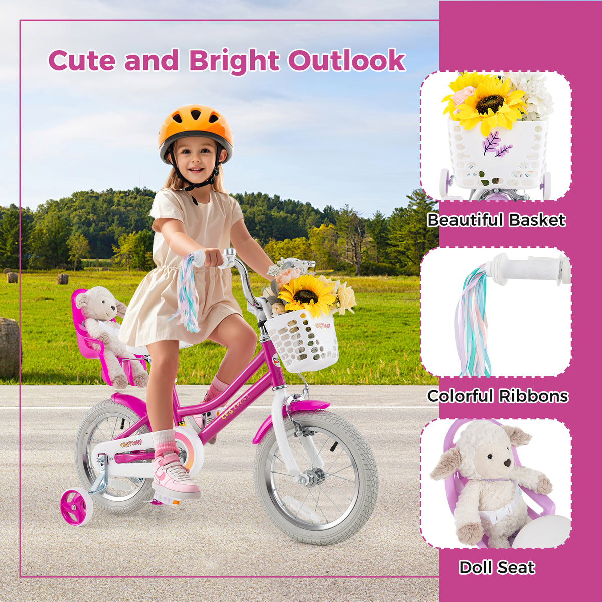 Kids Bike with Training Wheels and 2 Brake System for 3-4 Years Old