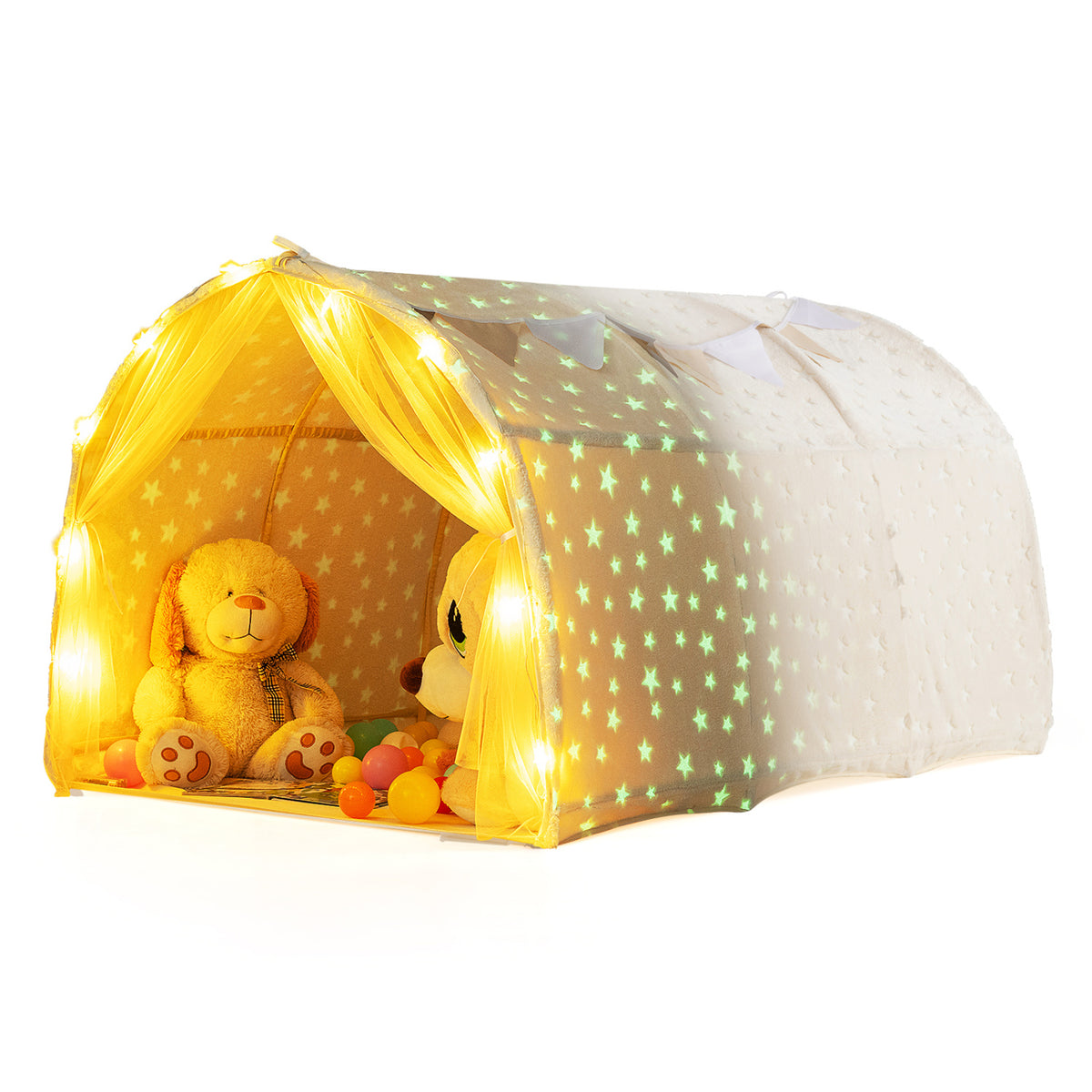 Tente de lit pour enfants, lit superposé simple Kids Dream avec étoiles et lumières phosphorescentes